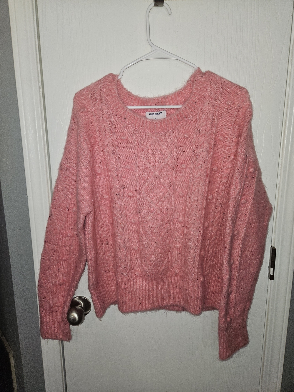Old Navy Pink Cable Bobble Crewneck Sweater